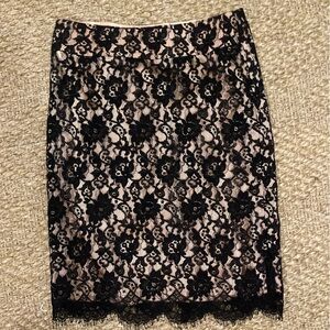 Banana Republic black pink lace knee length pencil skirt
